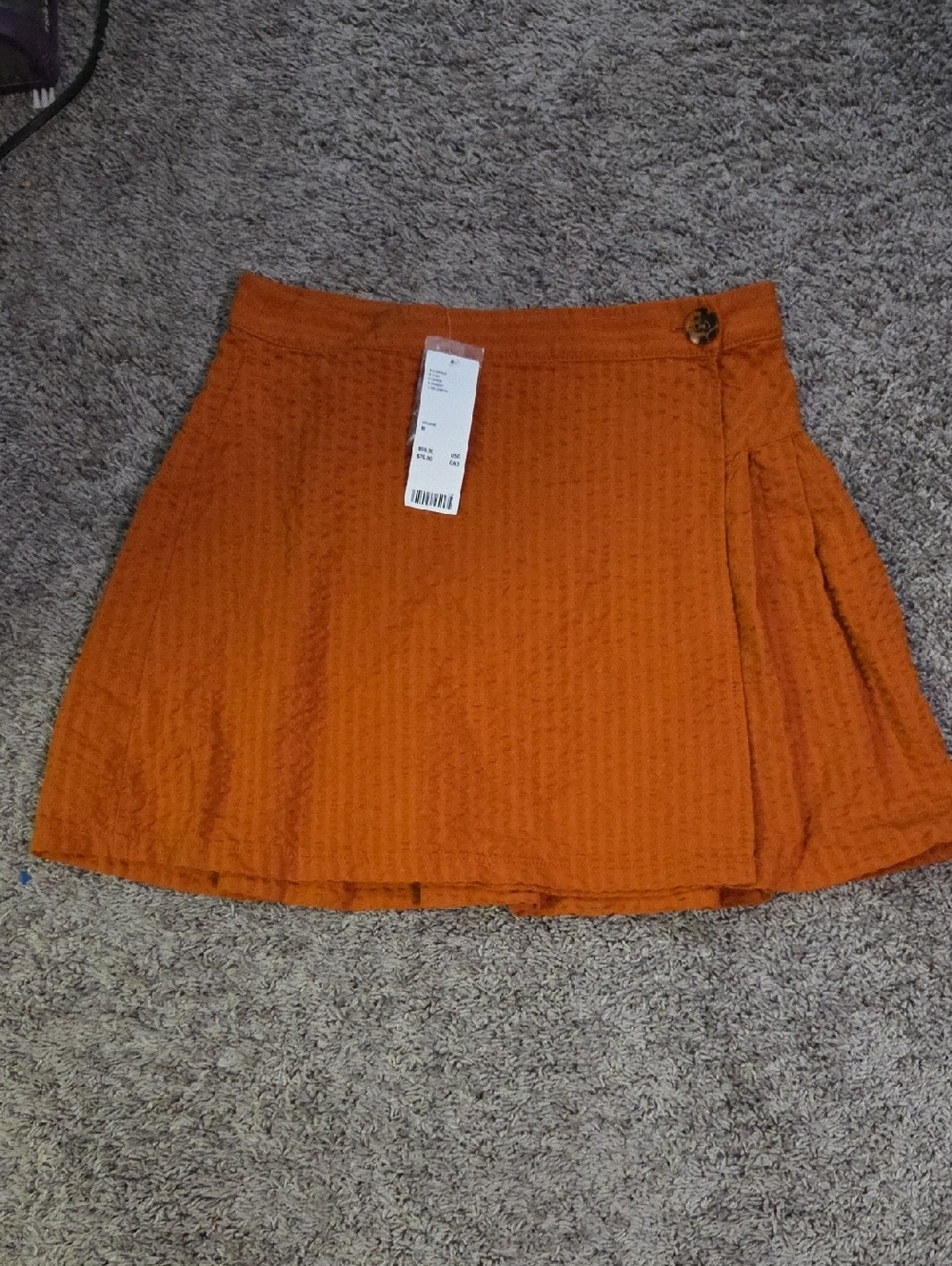 Urban Outfitters Orange Textured Wrap Mini Skirt